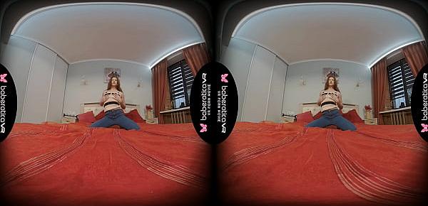  Solo model, Atisha is masturbating in her bed, in VR